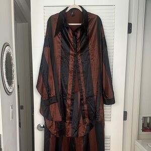 Dressed in LALA Striped Black and Brown Button-Up Shirt